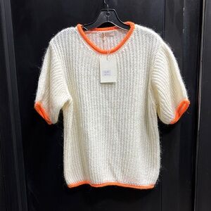 Easy Clothes NWT Cozy Knit Blouse with Orange Accents